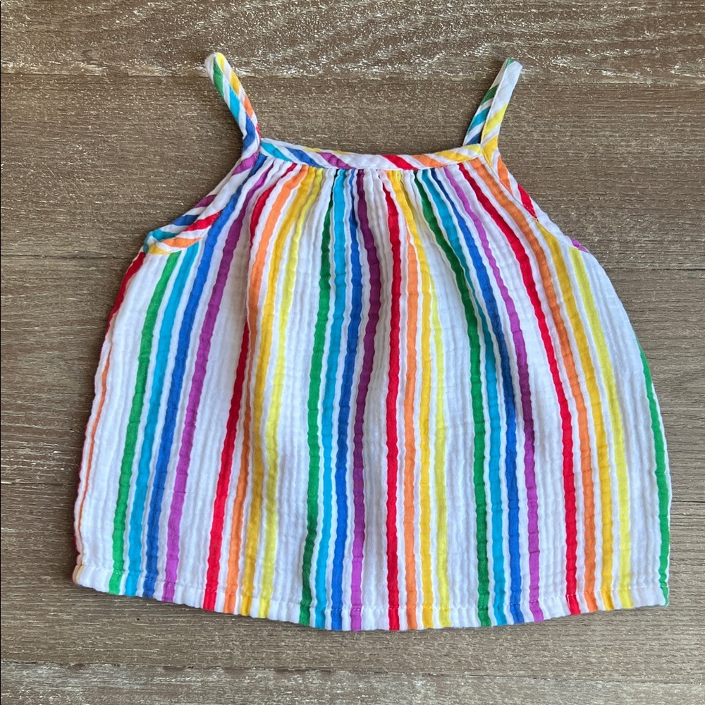 EUC Primary Cotton Gauze Tank in Rainbow Stripe